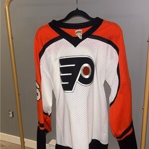 Signed Vintage Philadelphia Flyers Orange and White Hockey Jersey